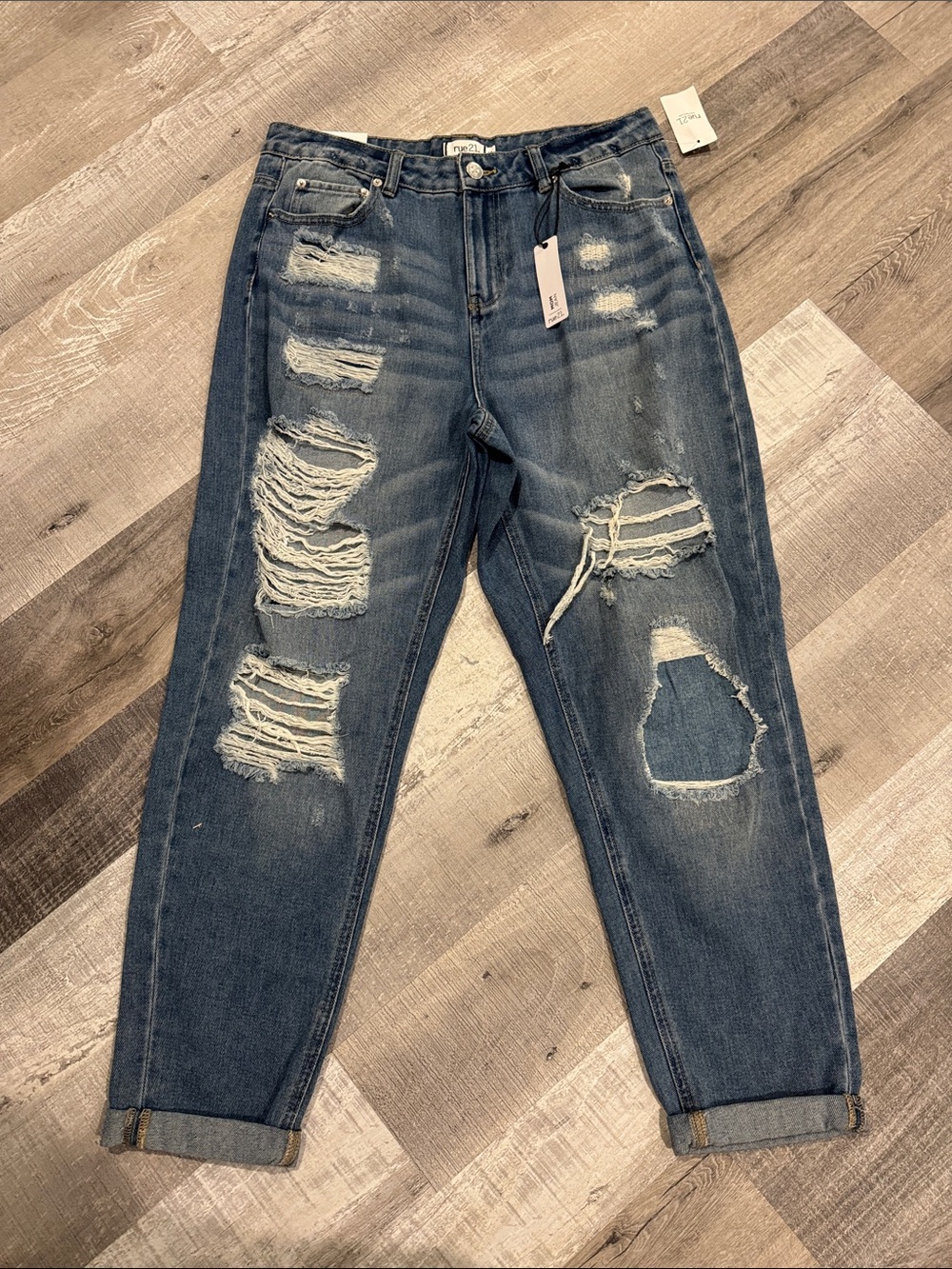 NWT Rue21 Distressed High Rise Boyfriend Jeans - Dark Blue